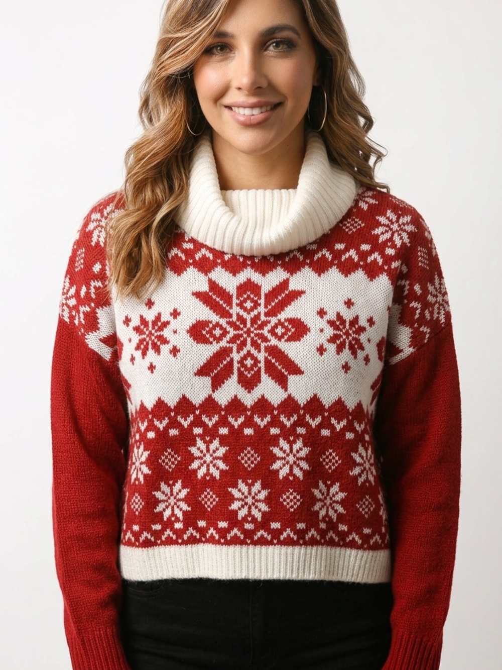 ANTHROPOLOGY Yes Lola Christmas sweater red and white size S but over sized XXL